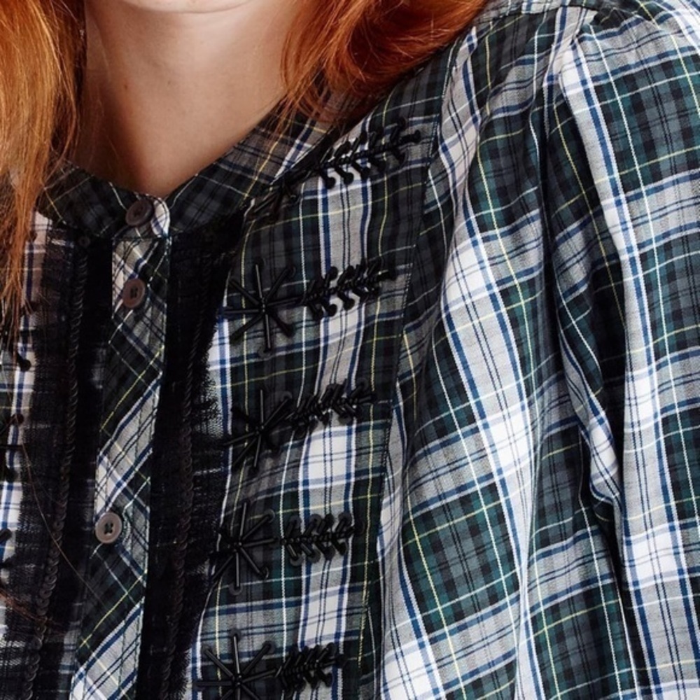 J. Crew embellished button up tartan plaid shirt - Picture 2 of 9